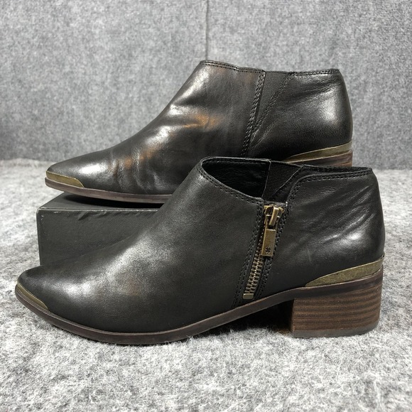 Lucky Brand Koben Ankle Booties Womens 8 M Black Leather Zip Block Heel LK-KOBEN - Picture 3 of 16